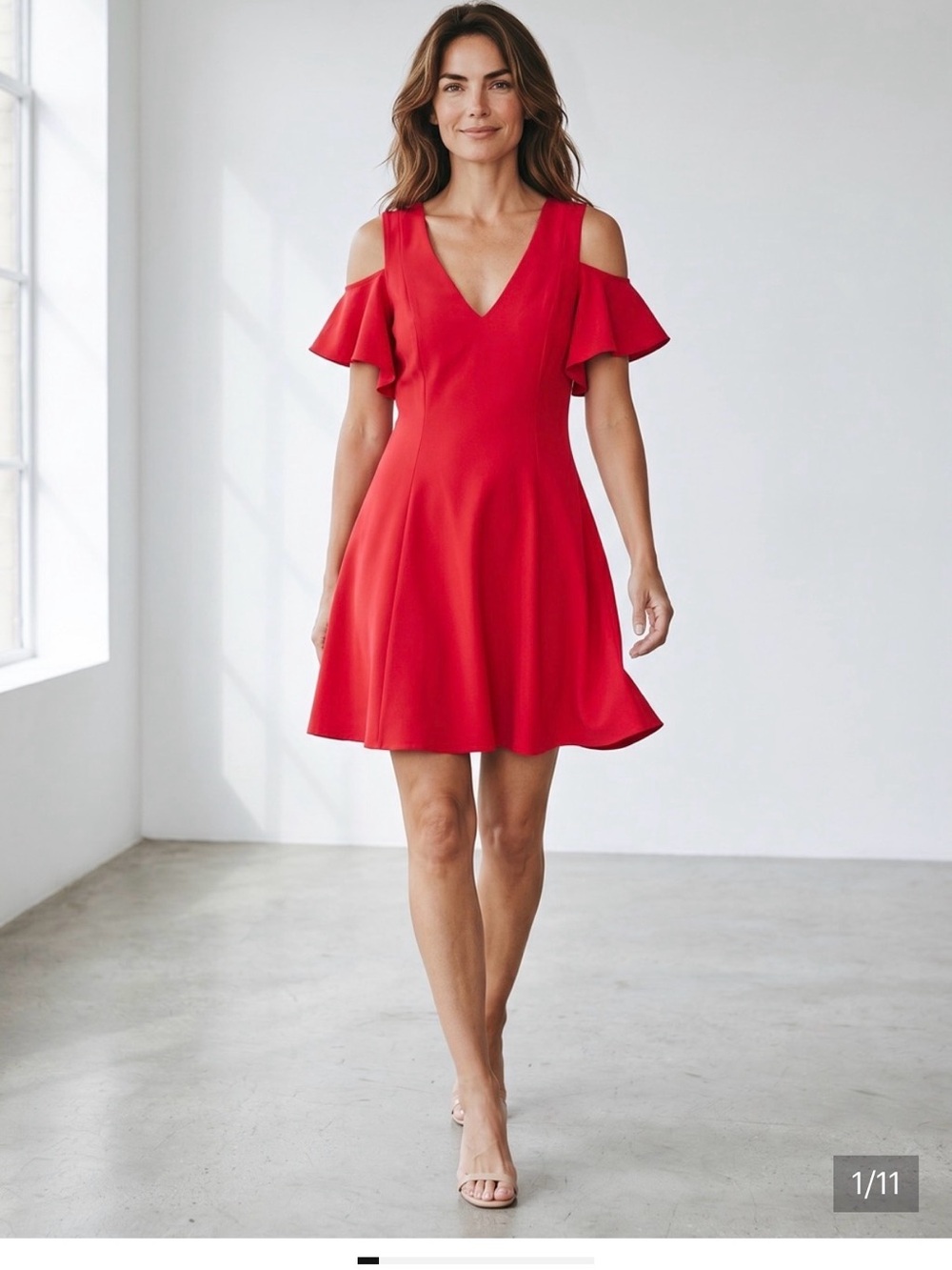 Club Monaco Pernille Cold-Shoulder V-Neck Red Dress